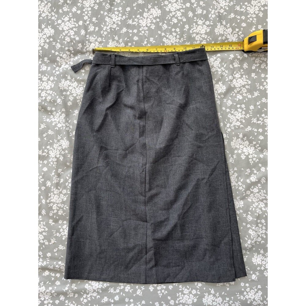 VTG 90s Concert Belted Midi Skirt Gray Made in USA Office Siren Light Academia